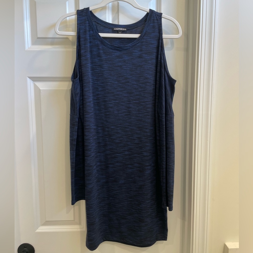 Blue-black Express Shoulder Cut Out Dress